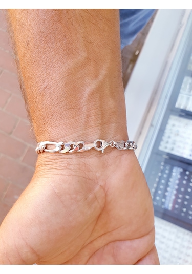 Magrib 925 Ayar Gümüş 6mm. Figaro Erkek Zincir Bileklik