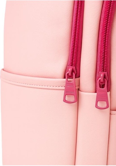 Yuga Suni Deri Dört Gözlü Sırt Çantası Pembe Pembe