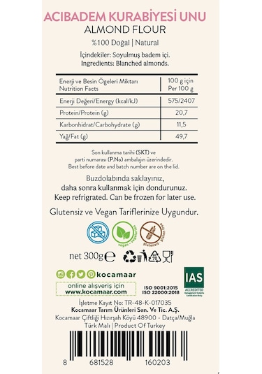 Kocamaar Çiftliği Acıbadem Kurabiyesi Unu 300 G