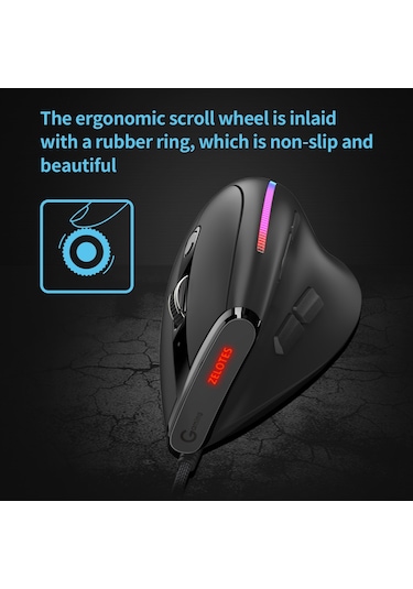 Hallow Zelotes-T-50 Dikey Kablolu RGB Optik Mouse