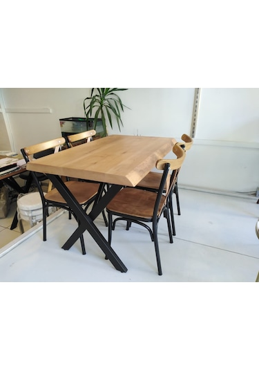 Bintaşmobilya 4 Kişilik Kütük Masa Tonet Sandalye Takımı 120X80.Cm