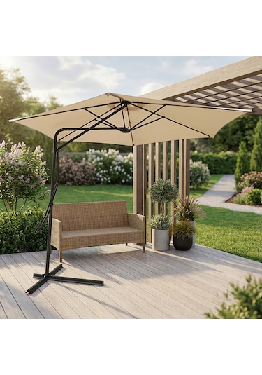 Koçtaş Garden Yandan Kollu Şemsiye Krem