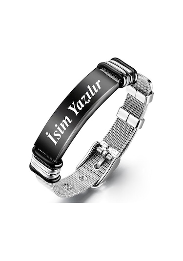 Kişiye Isimli Hasır Kemer Kordon Çelik Erkek Bileklik Scb13S Çok Renkli