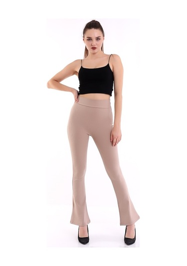 Kadın Bej Yüksek Bel Fitilli Dayanıklı Örme Kumaş Toparlayıcı IspBej