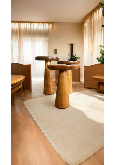 Ahşap Mantar Sehpa Seti Tik Ağacı Renk Masif 3 Lü Zigon