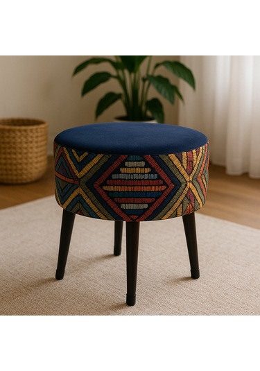 Puf Koltuk Tabure - Etna Gökkuşağı Mavi Lacivert
