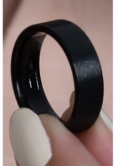 6mm Mat Düz Model Unisex Kadın Erkek Çelik Alyans Yüzük Cl29 Siyah