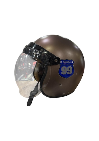 Bike Sky Retro Motosiklet Kaskı Gri