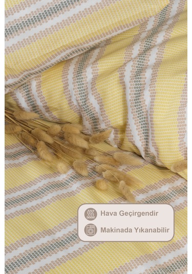 Elart Scatt Nevresim Takımı Tek Kişilik Lastikli Çarşaf 160x220 Cm Ekru Ekru