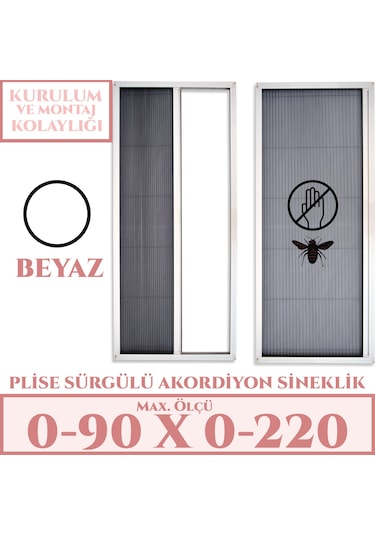 Plise Akordiyon Sineklik En:0-90 X Boy:0-220 Tüm Kapı Çeşitleri