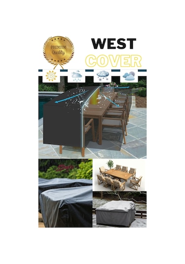 Bahçe Mobilyası Koruma Örtüsü Brandası Premium Kalite 160x100cm Siyah Siyah