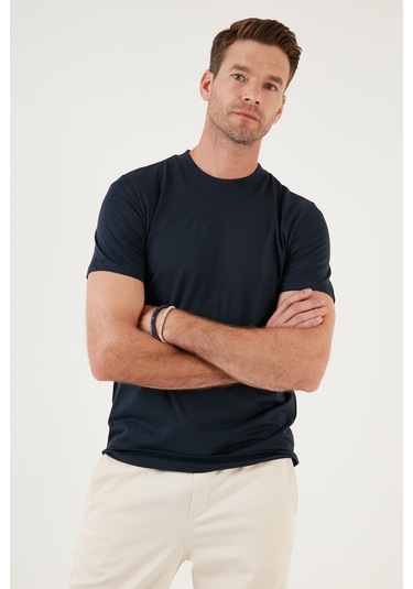 Buratti Pamuklu Regular Fit Bisiklet Yaka Basic Erkek T Shirt 59020201 Indigo