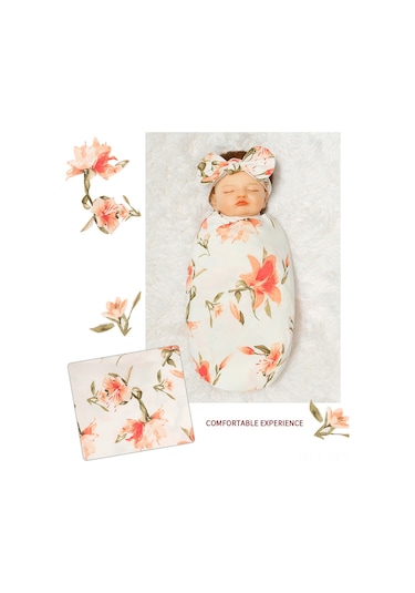 Maiyame Bebeği Sarma Seti: Protein Lifli 80x80cm Bebek Battaniyesi + Şapka + Saç Bandı, Gri Arka Planlı Kelebek Desenli 3'lü Paket Gri