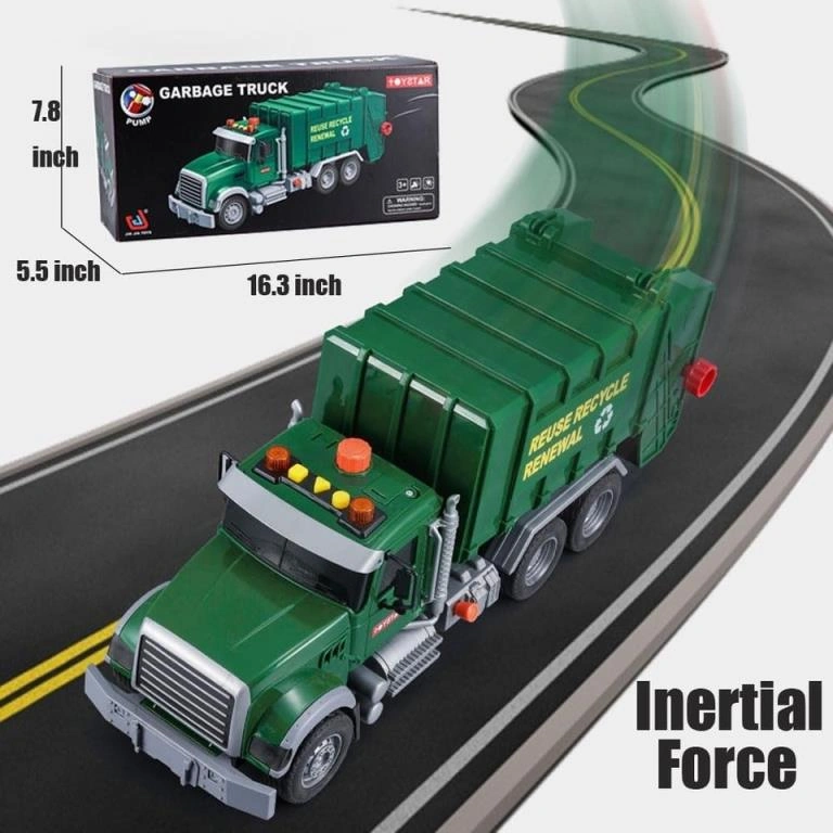 Pilli Işıklı Sesli Amerikan Tipi Oyuncak Çöp Kamyonu
