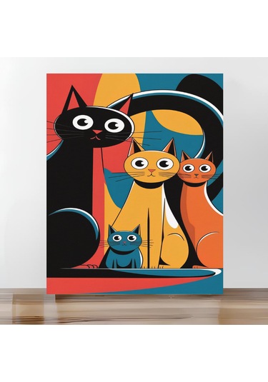 Moranka Sayılarla Boyama Hobi Seti Çıtalı 40x50 Cm - Şaşkın Kedi