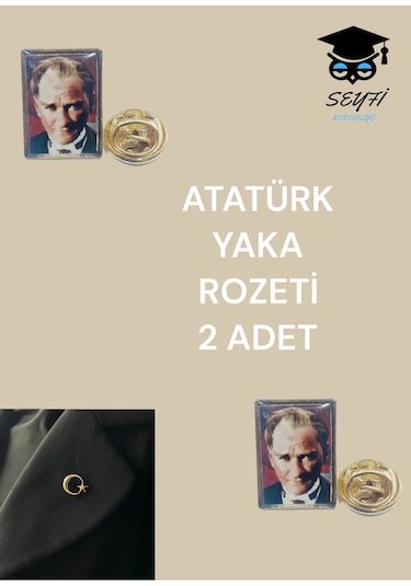 Atatürk Yaka Rozeti 2 Adet Çok Renkli