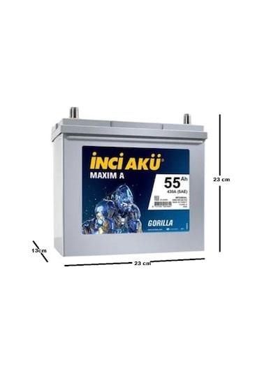 İnci 12V 55 Ah Dar Japon Tip Akü (Honda Cıvıc)