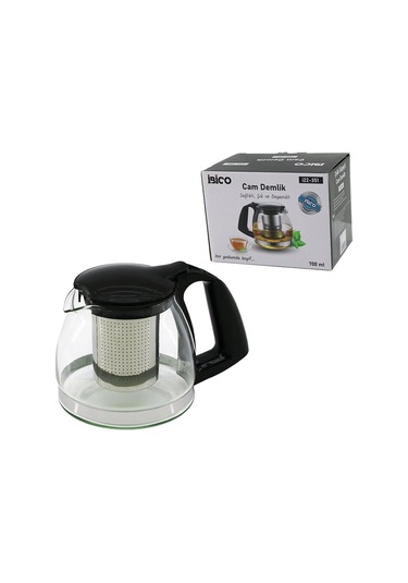 700ml Cam Demlik Çelik Süzgeçli - Plastik Kulp - Kapak - Krom Çerçeve 5468 Çok Renkli