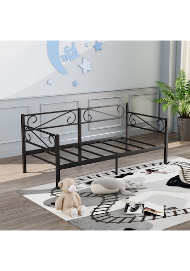 Luna Daybed Metal Karyola Siyah Ölçü Seçenekli Tek Kişilik