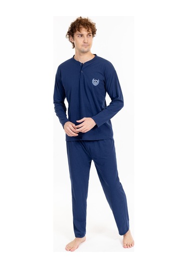 Erkek 1065 Uzun Kol Süprem Pijama Takımı Lacivert Lacivert