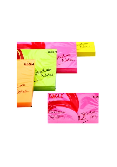 Eagle 75x125 mm Neon Renk Yapışkanlı Not Kağıdı 100 Yaprak (655N)