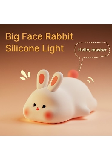 Maoyaya Sevimli Tavşan Şekilli Mini Rgb Gece Lambası Çocuk Başucu Işığı Karartma Silikon Çok Renkli