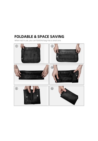 Jeemson Seyahat Çantası Giyim Sınıflandırma Seti 7'li, Su Geçirmez Kumaş, Çift Fermuar, Hacim Tasarrufu, Siyah Siyah