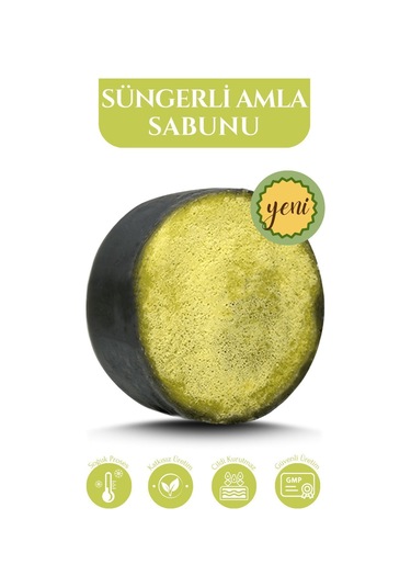 Sabunal Süngerli Amla Sabunu - Saç ve Sakal Bakımına Uygun Doğal Sabun 100 G