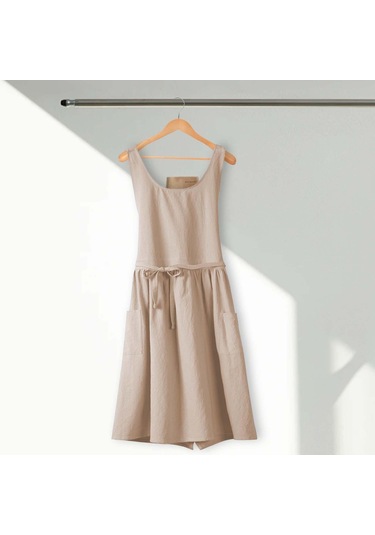 Homyl Pamuklu Mutfak Önlüğü Şef Makinede Yıkanabilir Kolsuz Haki