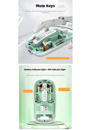 Cbtx Kablosuz Type-C Manyetik Üç Modlu Şeffaf Mouse