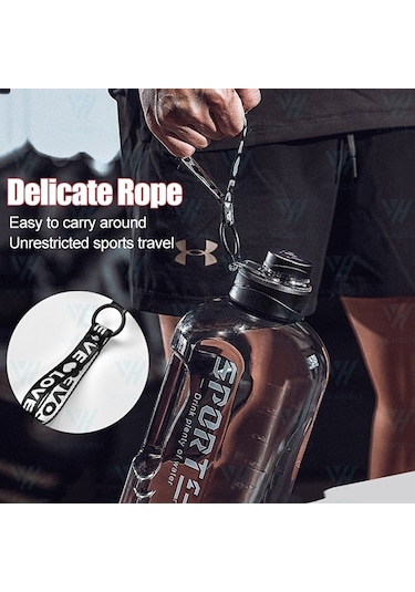 Ww 2.7l Büyük Kapasiteli Pipetli Spor Su Matarası-siyah Siyah