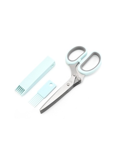 Beş Katmanlı Sebze Makas Ofis Parçalama Paslanmaz Çelik Makas Mavi Gri Yeşil