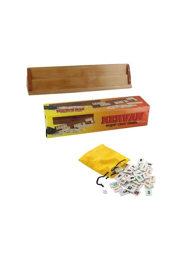 Kervan Büyük Boy Vernikli Cilalı Ahşap Okey Takımı Seti