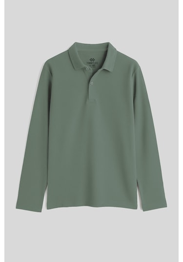 Tommylife Çağla Polo Yaka Basic Uzun Kollu Erkek Çocuk T-shirt - 11170 Çağla Yeşili