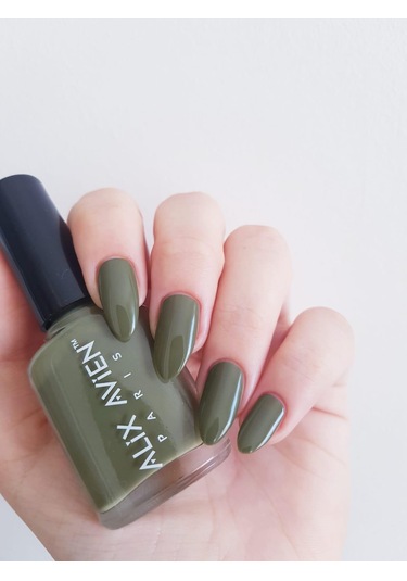 Alix Avien Haki Yeşil 44 Yüksek Pigmentli Uzun Süreli Kalıcılık Hızlı Kuruma Nail Lacquer 44