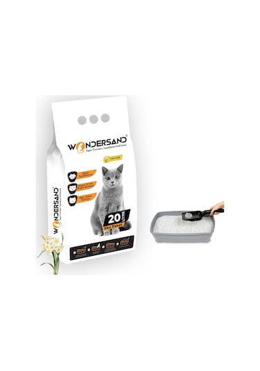 Wondersand Beyaz İnce Topaklaşan Fulya Çiçeği Kokulu Bentonit Kedi Kumu 20 L