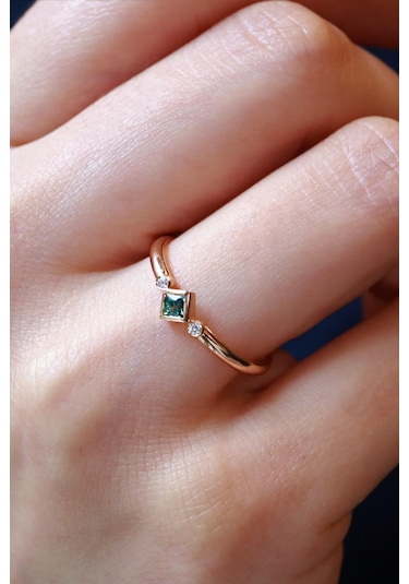 Diamine 0.02 Karat Pırlanta, 0.09 Multi Safir Minimal Yüzük