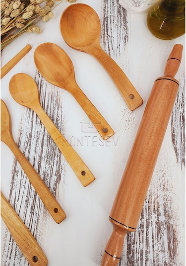 Ahşap Tahta Mutfak Kaşık Seti 7 Parça Kayın, Şimşir Ağacı 7-1