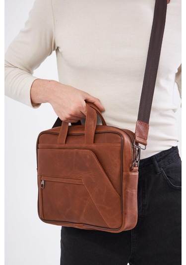 Derinss Dub3075 Hakiki Deri Camel Macbook Ve Notebook Çantası 001