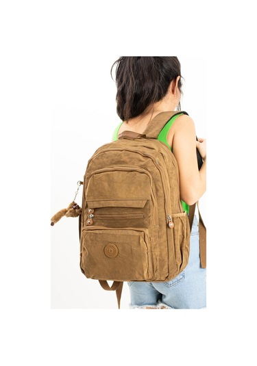 Ultra Hafif Çok Cepli Krinkıl Sırt Çantası Unisex Taba Model: 571-3b - Taba