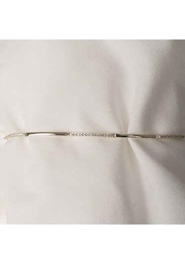 Gümüş Bileklik - Sıra Taşlı Modern Tasarım Şık 925 Ayar Gümüş Bileklik Gümüş