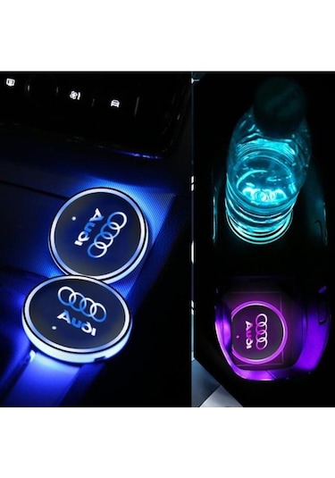 OtoÇizgi Audi Uyumlu Ledli Bardaklık Altı Usb Şarjlı 2 Adet OtoÇizgi