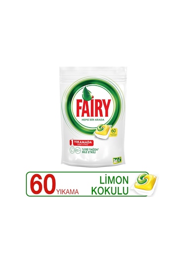 Fairy Hepsi Bir Arada Limon Kokulu Bulaşık Makinesi Deterjanı 4 x 60 Tablet