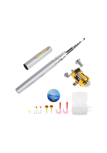 Dianziye Alüminyum Balıkçılık Seti: 1m Kalem Olta, Metal Makara, 25m Misina Ve Aksesuarlar Gümüş