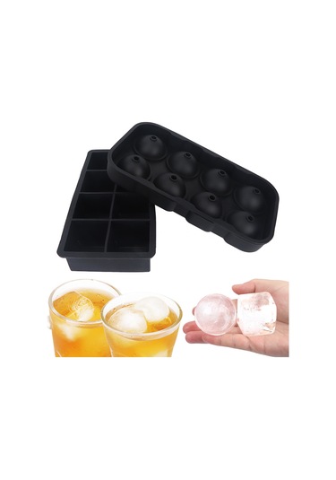 Dofolink Siyah Silikon Buzluk Seti: 8 Yuvarlak + 8 Kare Izgara, Çekirdekli Kapaklı, Esnek, Dondurucuda Organizasyon Sağlar, Kokulara Dayanıklı, Yemek Kalitesi Materyal Çok Renkli