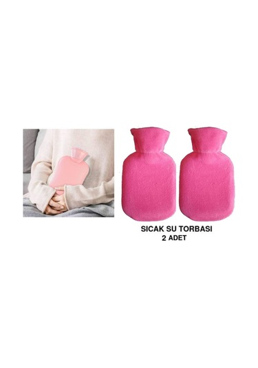 Sıcak Su Torbası 2 Adet,koyu Pembe 23x15x2cm 250 Ml Koyu Pembe