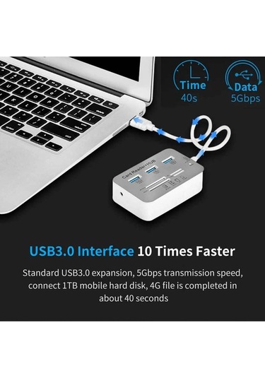 Xuweiwei Beyaz 7si 1 Arada Usb Type C 30 Hub 3 Port 4 Port Genisletici Sd Tf Ms M2 Hafiza Kart Okuyucu Adaptor Pc Laptop