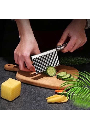 Patates Ve Havuç İçin Asılı Delikli Dalga Şekilli Doğrayıcı Paslanmaz Çelik Kırışık Sebze Kesici Diğer