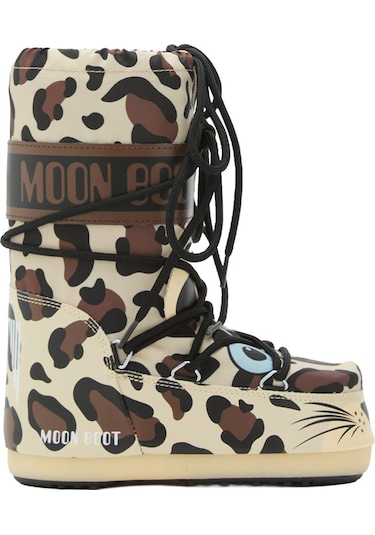V010 Leopard Bot Kız Çocuk 80d3400300 Moon Boot Icon Junior Animal Boots Çok Renkli