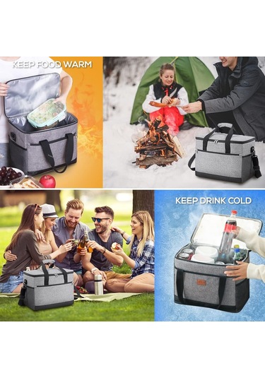 30l Yalıtımlı Su Geçirmez Öğle Yemeği Soğutucu Çantası, Soğutucu Tote Çanta, Kamp Soğutucu Çantası Çok Renkli